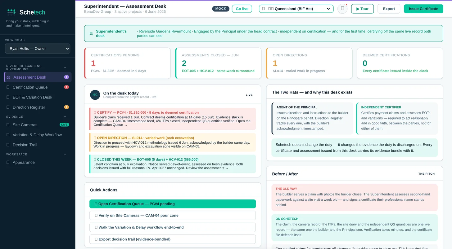 Schetech Superintendent dashboard