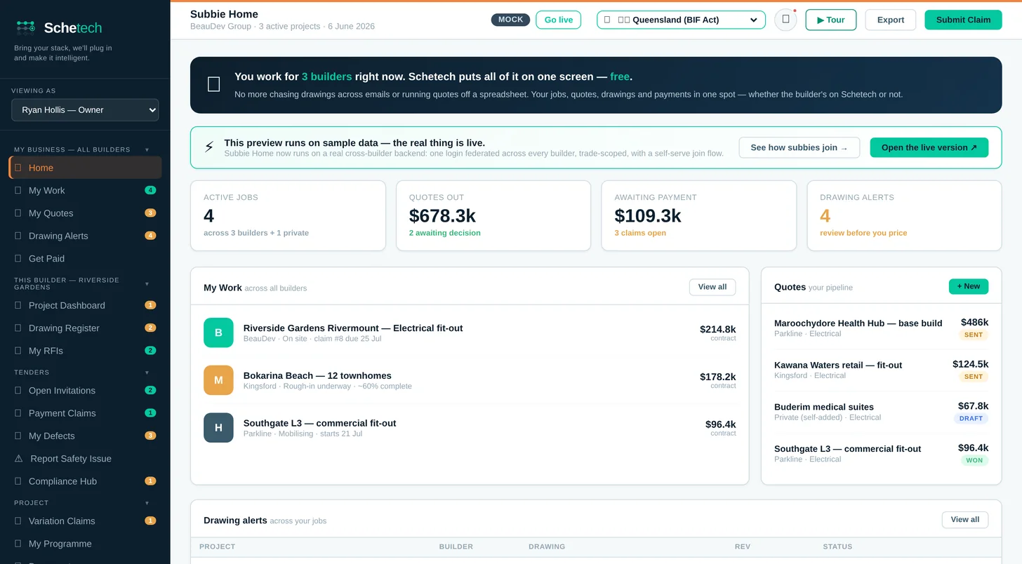 Schetech Subcontractor portal